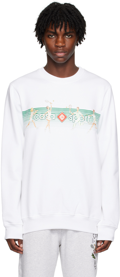 Shop Casablanca White Playful Stripes Sweatshirt