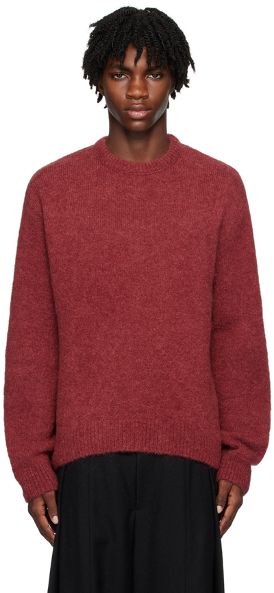 Shop Wooyoungmi Red Crewneck Sweater In Mud 523d