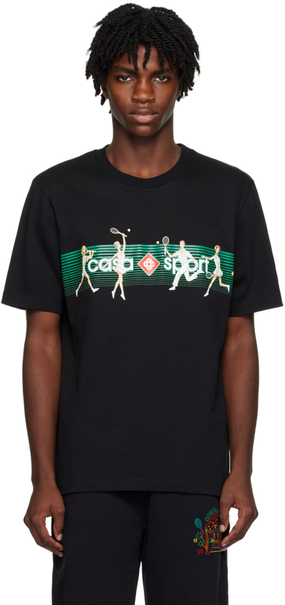 Shop Casablanca Ssense Exclusive Black Playful Stripes T-shirt