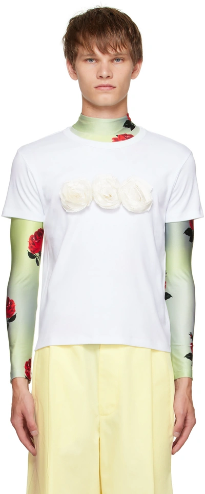 Shop Meryll Rogge White Floral T-shirt In White/white