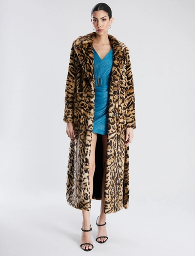 Shop Bcbgmaxazria Belted Leopard Faux Fur Full Length Coat