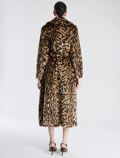 Shop Bcbgmaxazria Belted Leopard Faux Fur Full Length Coat