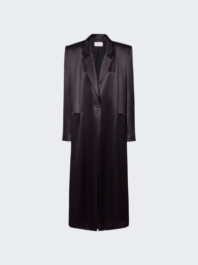 Shop Magda Butrym Tailored Silk Overcoat In Black