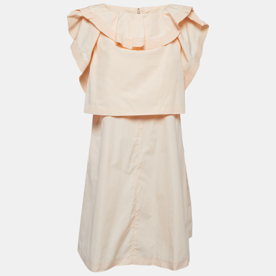Pre-owned Chloé Pink Cotton Ruffle Overlay Detail Mini Dress M