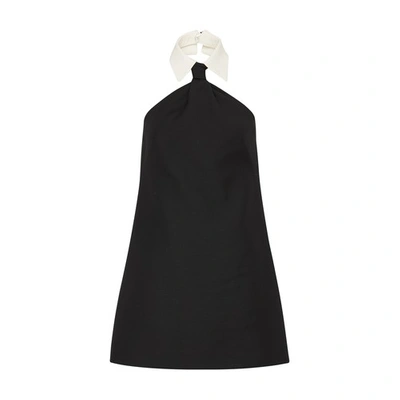 Shop Valentino Crepe Couture Halter Dress In Nero_bianco