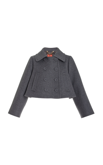 Shop Altuzarra Engel Cropped Wool-blend Coat In Grey
