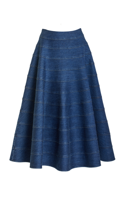 Shop Altuzarra Grace Organic Cotton Midi Skirt In Dark Wash