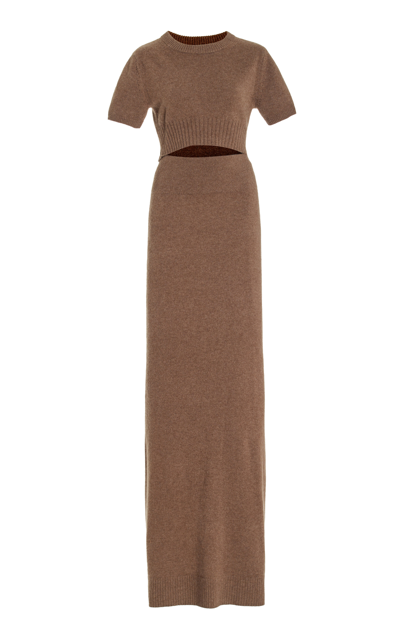 Shop Altuzarra Mima Cutout Cashmere Dress In Brown