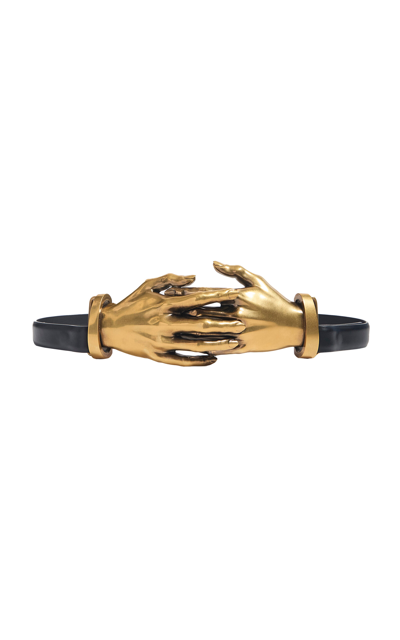 Shop Khaite Leather Hand Belt In Gold