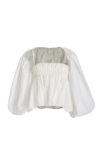 Shop Altuzarra Momoko Pleated Cotton-blend Top In White