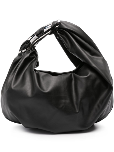 Shop Diesel Black Metal Handle Leather Tote Bag