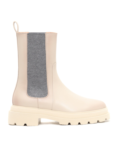 Shop Santoni Chelsea Boots In Beige