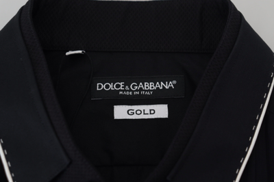 Shop Dolce & Gabbana Gold Black Tuxedo Slim Fit Cotton Men's Shirt