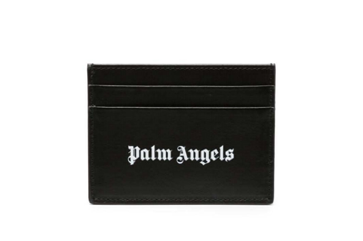 Pre-owned Palm Angels Logo-print Leather Card Holder Black