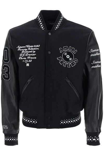Shop Amiri Premier Record Varsity Bomber Jacket In Black
