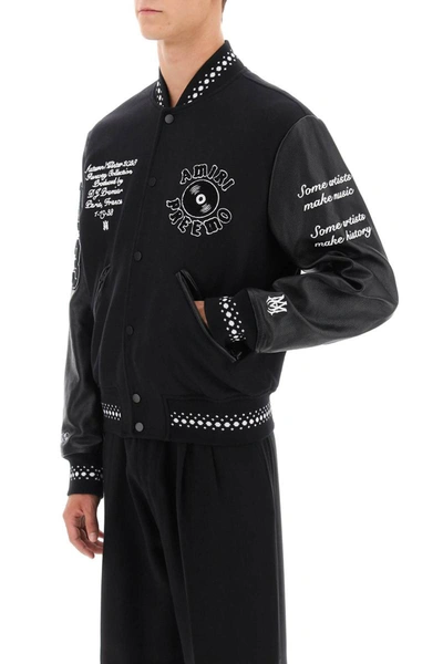 Shop Amiri Premier Record Varsity Bomber Jacket In Black