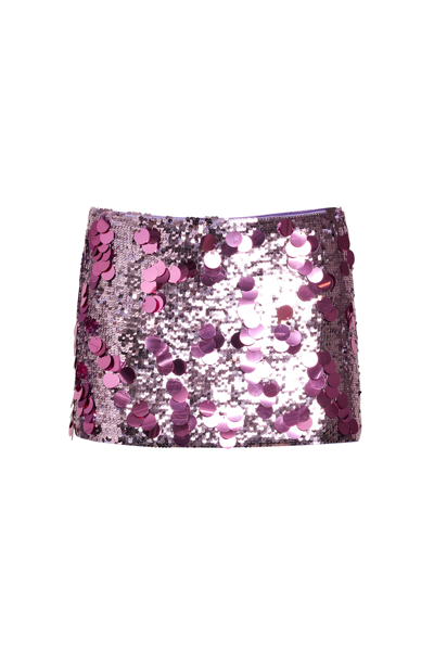 Shop Danielle Guizio Ny Low Rise Paillette Skirt In Lavender