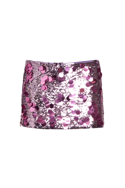 Danielle Guizio Ny Low Rise Paillette Skirt In Lavender