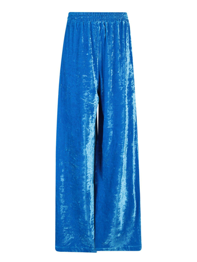 Shop Dsquared2 Logo Patch Wide Leg Palazzo Pants In Blue