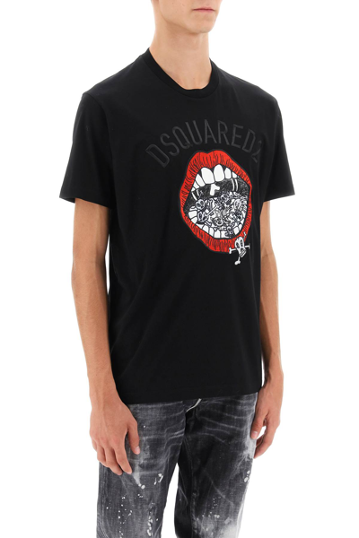 Shop Dsquared2 Cool Fit Embroidered Tee In Black (black)