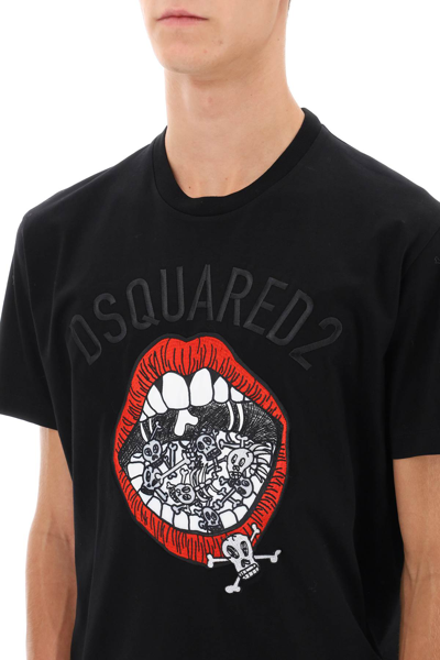 Shop Dsquared2 Cool Fit Embroidered Tee In Black (black)