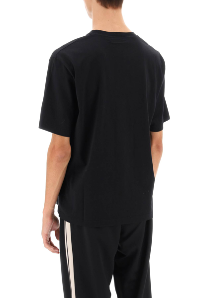 Shop Palm Angels Jersey T-shirt With Logo Embroidery In Black White (white)