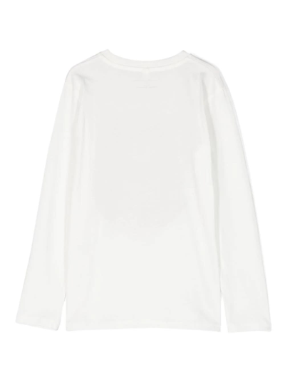 Shop Stella Mccartney White Long Sleeve T-shirt With Bear And Logo In Bianco