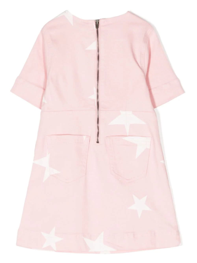 Shop Stella Mccartney Pink Denim Dress With Star Print In Rosa