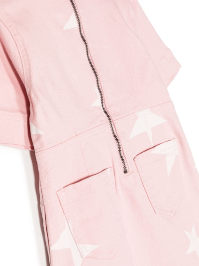 Shop Stella Mccartney Pink Denim Dress With Star Print In Rosa