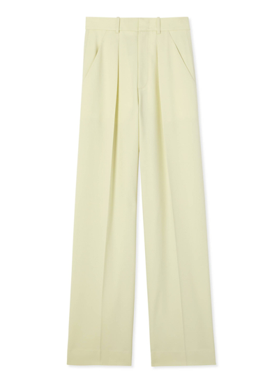 St. John Stretch Wool Grain De Poudre Pant In Honeydew | ModeSens