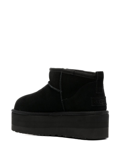 Ugg Classic Mini Platform Black Ankle Boots With Platform In Suede Woman In Black