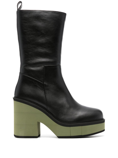 Shop Paloma Barcelo’ Leather Heel Ankle Boots In Black