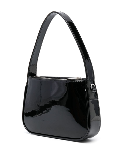 Shop Blumarine Logo Patent Leather Top-handle Bag In Black