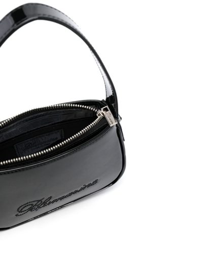 Shop Blumarine Logo Patent Leather Top-handle Bag In Black
