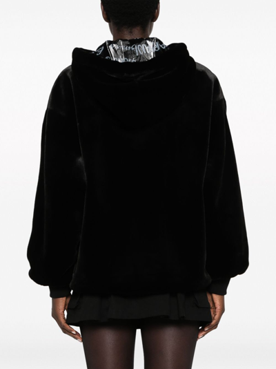 Shop Emporio Armani Faux-fur Hooded Jacket In Black