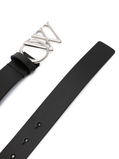 Shop Off-white Logo Leather Belt In Black