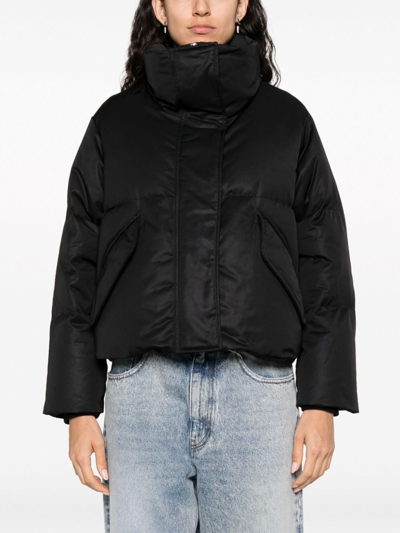 Shop Mm6 Maison Margiela High-neck Cropped Puffer Jacket In Black