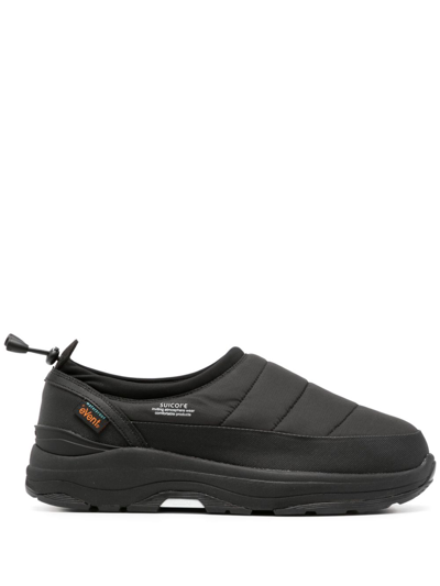 Shop Suicoke Nylon Slip-on Sneakers In Black