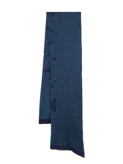 Missoni Handcrafted Stole Lurex Detail In Blue