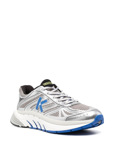 Shop Kenzo Tech Runner Sneakers In Silver