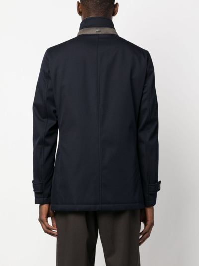 Shop Herno Stand-up Collar Wool Jacket In Blue