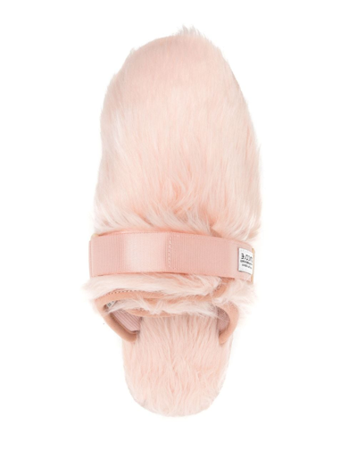 Shop Suicoke Eco Fur Slippers In Pink