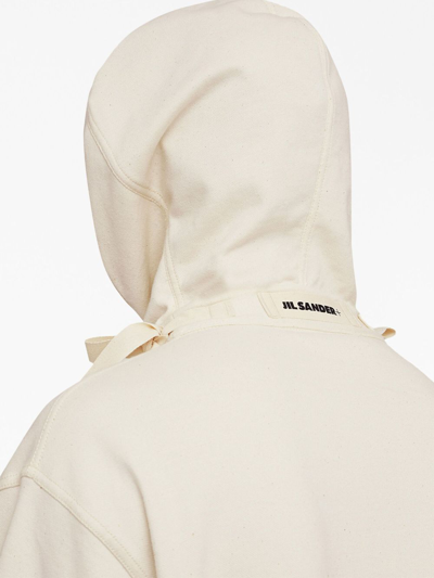 Shop Jil Sander Logo Cotton Hoodie In White