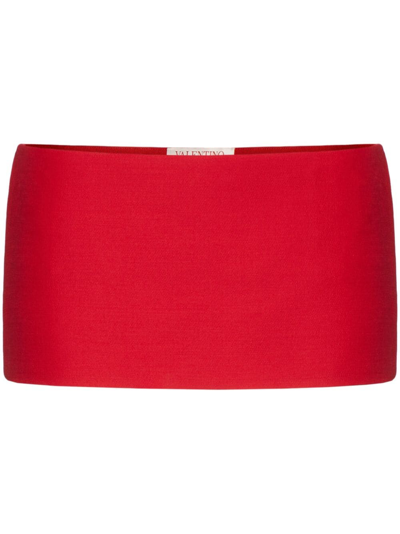 Shop Valentino Silk Mini Skirt In Red