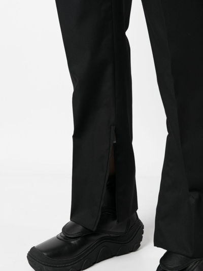 Shop Off-white Wool Striagh-leg Trousers In Black