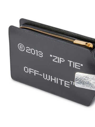 Shop Off-white Zip Tie Medium Leather Clutch In Black