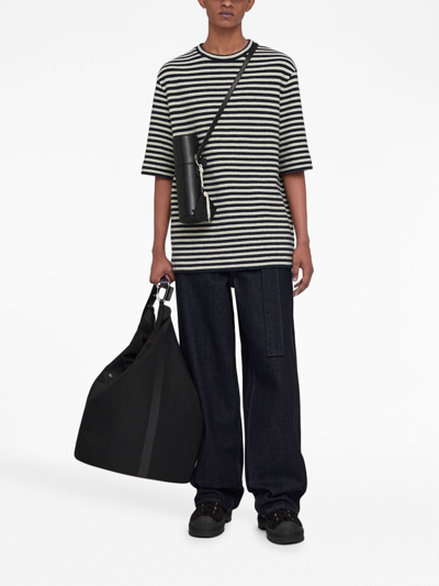 Shop Jil Sander Wool Striped T-shirt In Grey