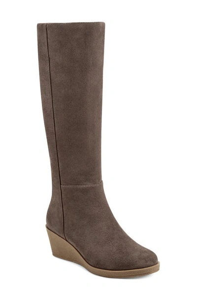 Aerosoles Brenna Knee High Wedge Boot In Taupe Faux Suede ModeSens