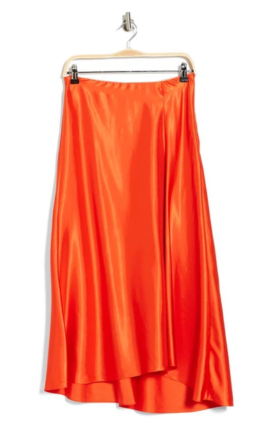 Shop Theory Maity Satin Twill Skirt In Vibrant Orange