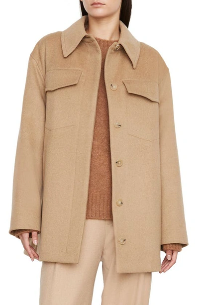 Vince Wool Blend Shirt Jacket In Camello